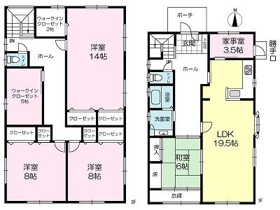Floor plan. 18.5 million yen, 4LDK + 3S (storeroom), Land area 396.73 sq m , Building area 176.92 sq m