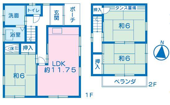 Floor plan. 6.5 million yen, 3LDK, Land area 178.42 sq m , Building area 73.69 sq m