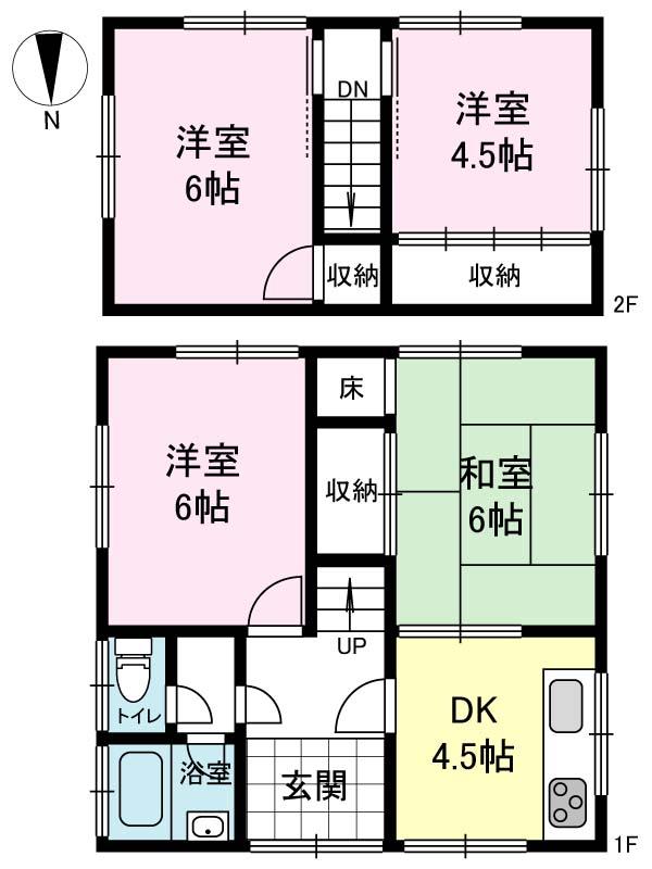 Floor plan. 4.5 million yen, 4DK, Land area 102.46 sq m , Building area 70 sq m