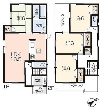 Floor plan. 21.3 million yen, 4LDK, Land area 153.35 sq m , Building area 97.6 sq m 1 issue areas Floor plan