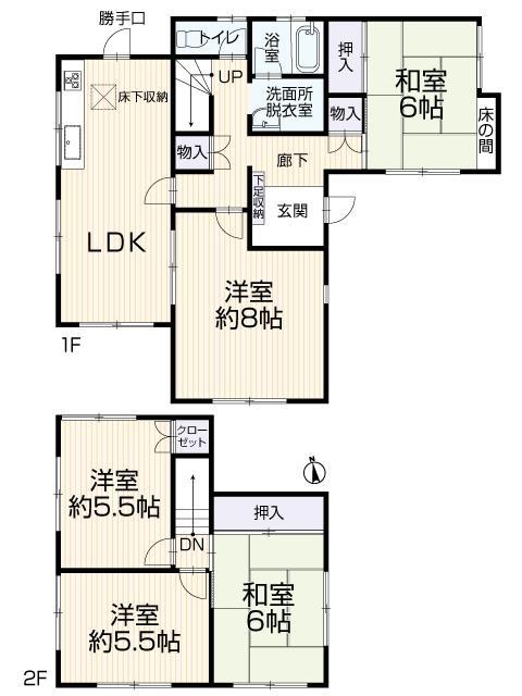 Floor plan. 14.8 million yen, 5LDK, Land area 186.35 sq m , Building area 100.77 sq m