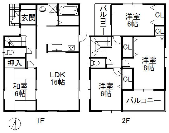 Floor plan. 25,800,000 yen, 4LDK, Land area 197.57 sq m , Building area 98.41 sq m