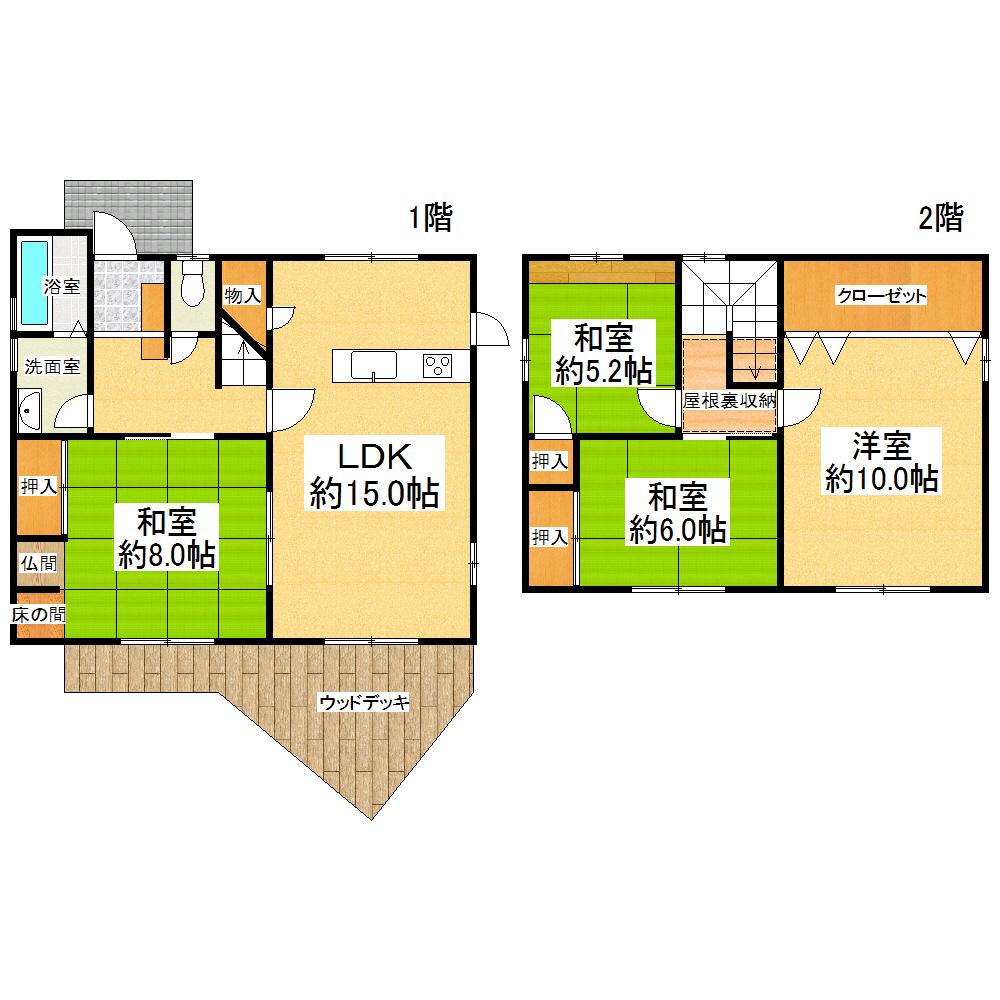 Floor plan. 13.5 million yen, 4LDK, Land area 195.12 sq m , Building area 104.95 sq m