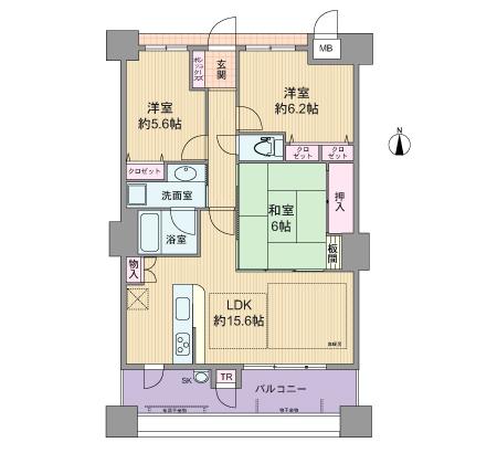 Floor plan. 3LDK, Price 31,800,000 yen, Occupied area 75.24 sq m , Balcony area 13.92 sq m