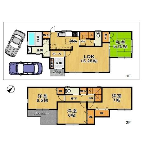 Floor plan. (No. 1 point), Price 21,800,000 yen, 4LDK, Land area 120.91 sq m , Building area 94.77 sq m