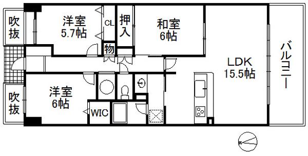 Floor plan. 3LDK, Price 18.5 million yen, Footprint 80.5 sq m , Balcony area 11.22 sq m
