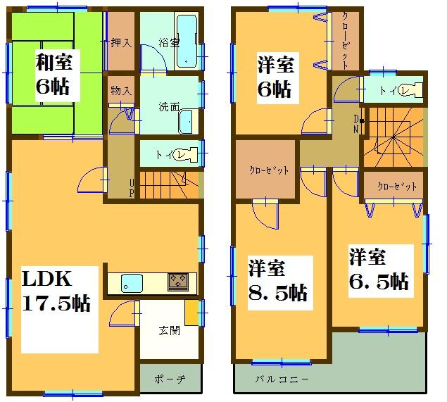 Floor plan. (No. 3 locations), Price 23.8 million yen, 4LDK, Land area 154.76 sq m , Building area 105.98 sq m