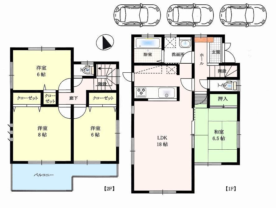 Floor plan. 25,800,000 yen, 4LDK, Land area 212.29 sq m , Building area 101.01 sq m LDK18 Pledge ・ Counter kitchen adopted. 