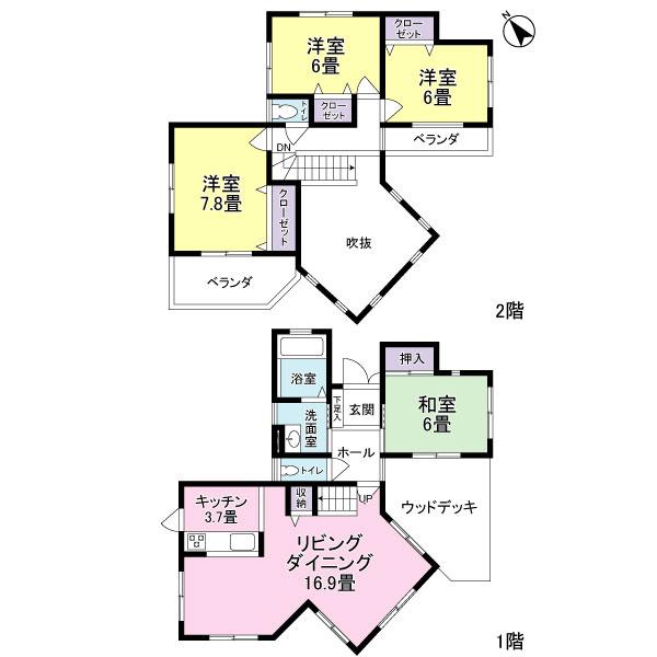 Floor plan. 36,900,000 yen, 4LDK, Land area 251.63 sq m , Floor plan of the building area 106.2 sq m 4LDK type