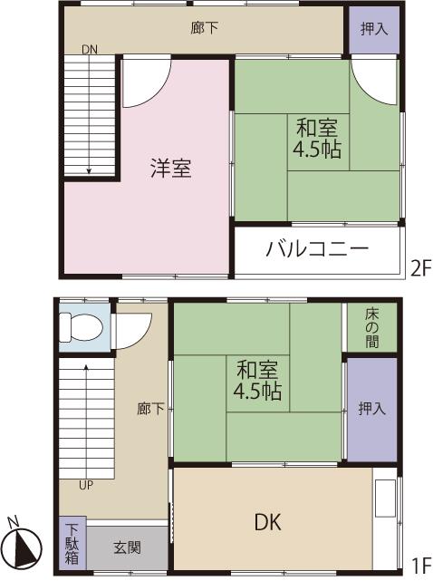 Floor plan. 3 million yen, 3K, Land area 26.08 sq m , Building area 45.88 sq m