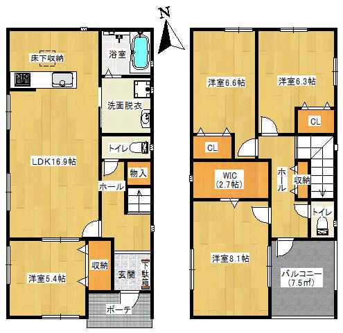 Building plan example (floor plan). Building plan example (No. 2 locations) Building Price     From 13.1 million yen, Building area 114 sq m
