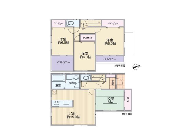 Floor plan. 18,800,000 yen, 4LDK, Land area 110.85 sq m , Building area 98.54 sq m