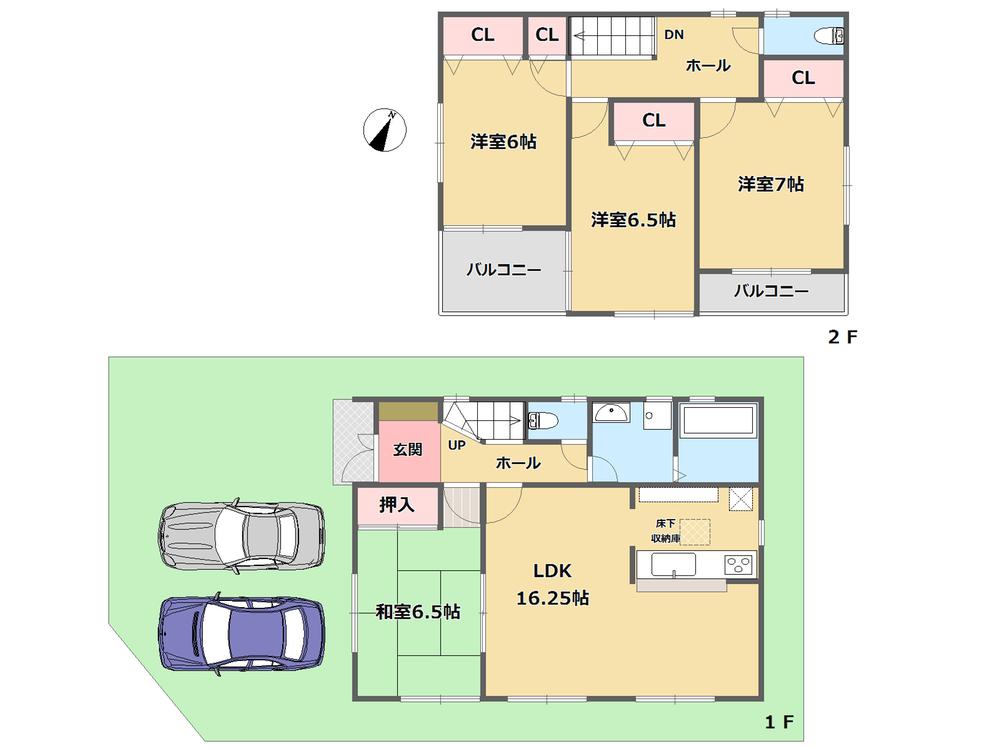 Floor plan. 28.8 million yen, 4LDK, Land area 194.4 sq m , Good day per building area 99.22 sq m southwest corner lot! 