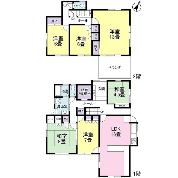 Floor plan. 16.5 million yen, 6LDK + S (storeroom), Land area 201.43 sq m , Building area 149.47 sq m