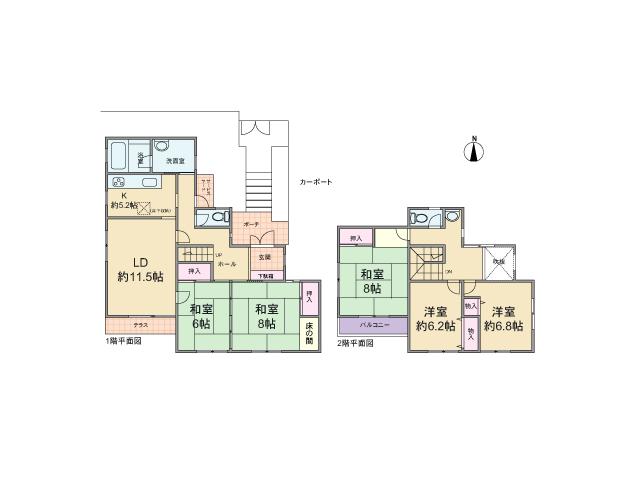 Floor plan. 21,800,000 yen, 5LDK, Land area 215.06 sq m , Building area 134.92 sq m