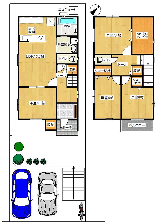 Floor plan. 22,800,000 yen, 4LDK, Land area 144.8 sq m , Building area 105.5 sq m
