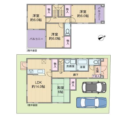 Floor plan. 19,800,000 yen, 4LDK, Land area 117.33 sq m , Building area 97.71 sq m