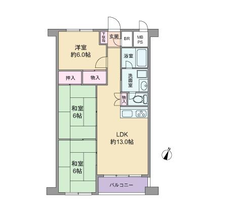 Floor plan. 3LDK, Price 8 million yen, Occupied area 61.97 sq m , Balcony area 4.17 sq m