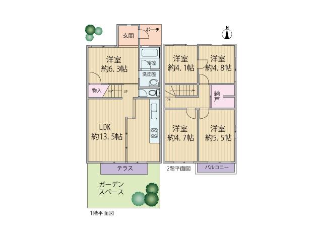 Floor plan. 5LDK, Price 12.9 million yen, Occupied area 80.67 sq m , Balcony area 2 sq m