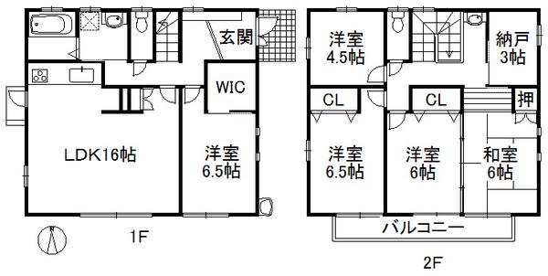Floor plan. 23.8 million yen, 5LDK + S (storeroom), Land area 201.1 sq m , Building area 119.24 sq m