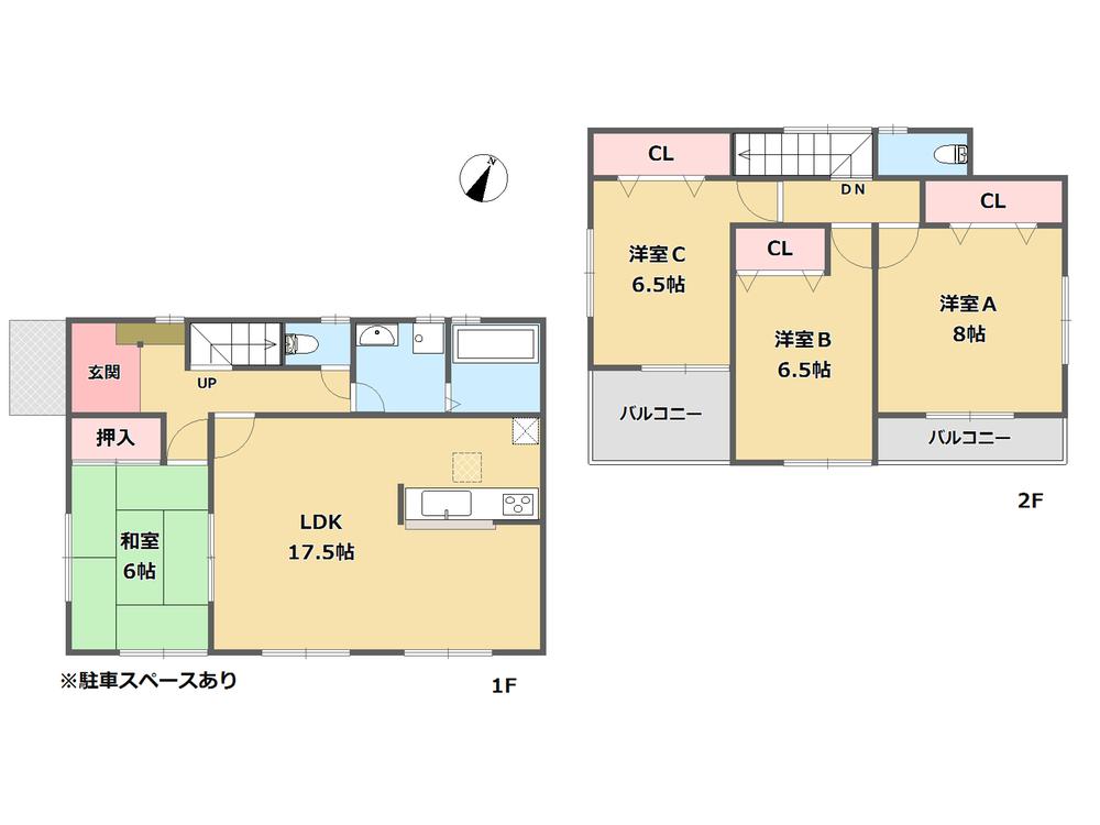 Floor plan. 27,800,000 yen, 4LDK, Land area 197.3 sq m , The building area is 105.98 sq m popular counter kitchen type of plan