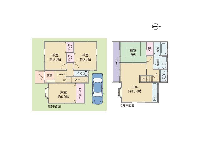 Floor plan. 15.6 million yen, 4LDK, Land area 97.42 sq m , Building area 92.74 sq m