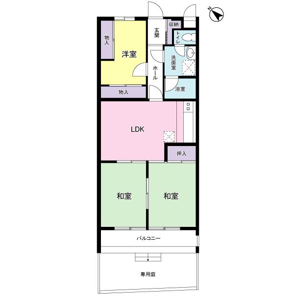 Floor plan. 3LDK, Price 13.8 million yen, Occupied area 61.66 sq m , Mato of balcony area 7.02 sq m 3LDK