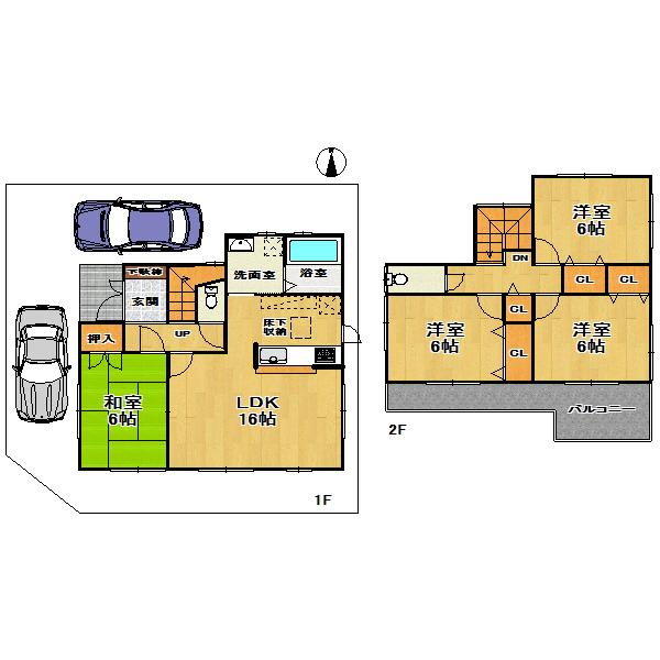 Floor plan. (No. 2 locations), Price 23.8 million yen, 4LDK, Land area 151.68 sq m , Building area 93.96 sq m