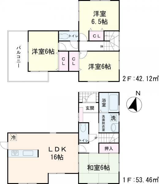 Floor plan. 28.8 million yen, 4LDK, Land area 194.28 sq m , Building area 95.58 sq m
