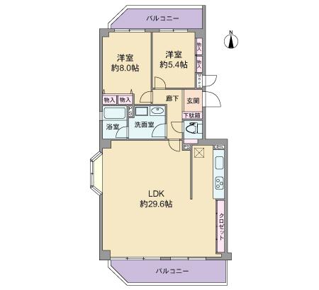 Floor plan. 2LDK, Price 17,900,000 yen, Occupied area 94.28 sq m , Balcony area 16.66 sq m