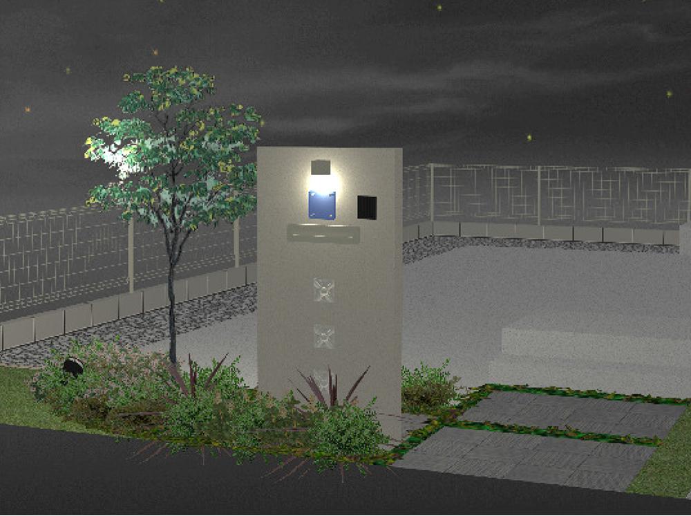 Garden. Light up the symbol tree with LED spotlight.