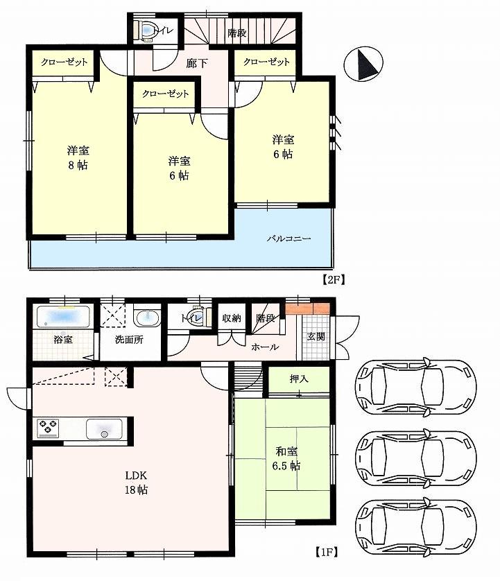 Floor plan. 27,800,000 yen, 4LDK, Land area 204.66 sq m , Building area 102.67 sq m LDK18 Pledge ・ Counter kitchen adopted. 
