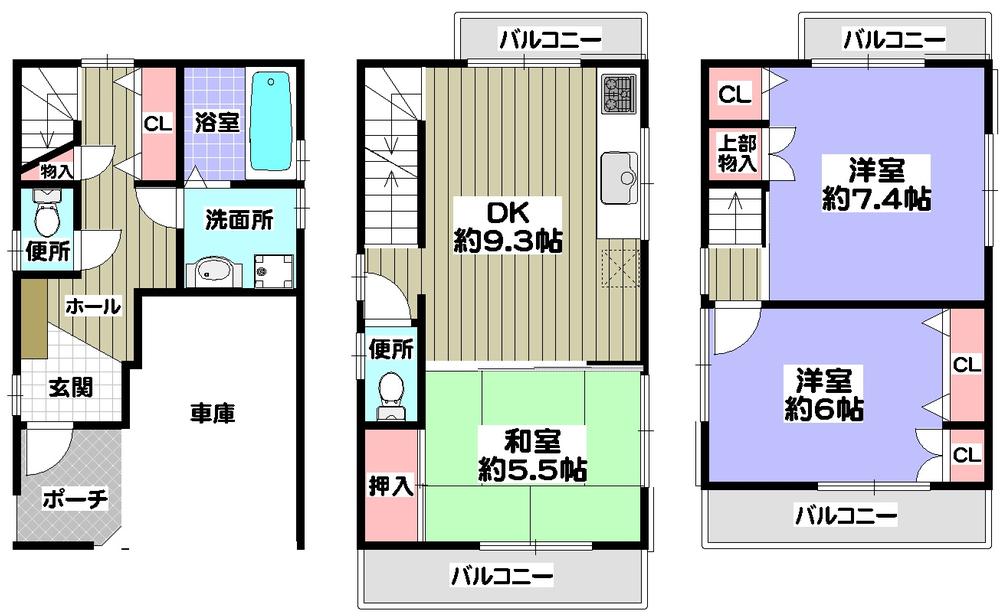 Floor plan. 16.8 million yen, 3DK, Land area 52.34 sq m , Building area 75.19 sq m