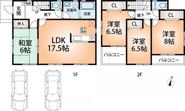 Floor plan. 27,800,000 yen, 4LDK, Land area 197.3 sq m , Building area 105.98 sq m