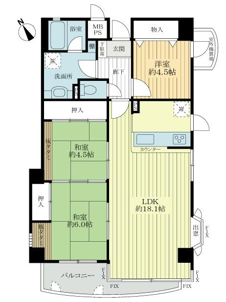 Floor plan. 3LDK, Price 6.9 million yen, Occupied area 74.97 sq m , Balcony area 4.31 sq m