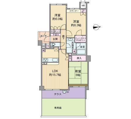 Floor plan. 3LDK, Price 28.8 million yen, Occupied area 81.75 sq m , Balcony area 11.02 sq m