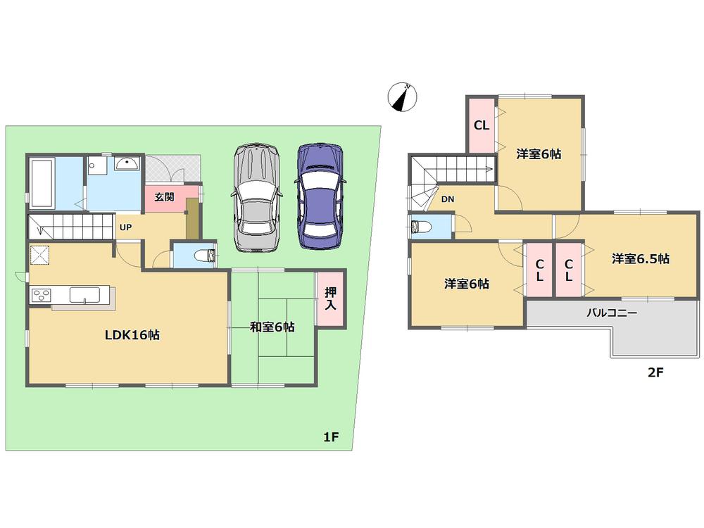 Floor plan. 27,800,000 yen, 4LDK, Land area 162.83 sq m , Building area 97.6 sq m parking space parallel two of the plan