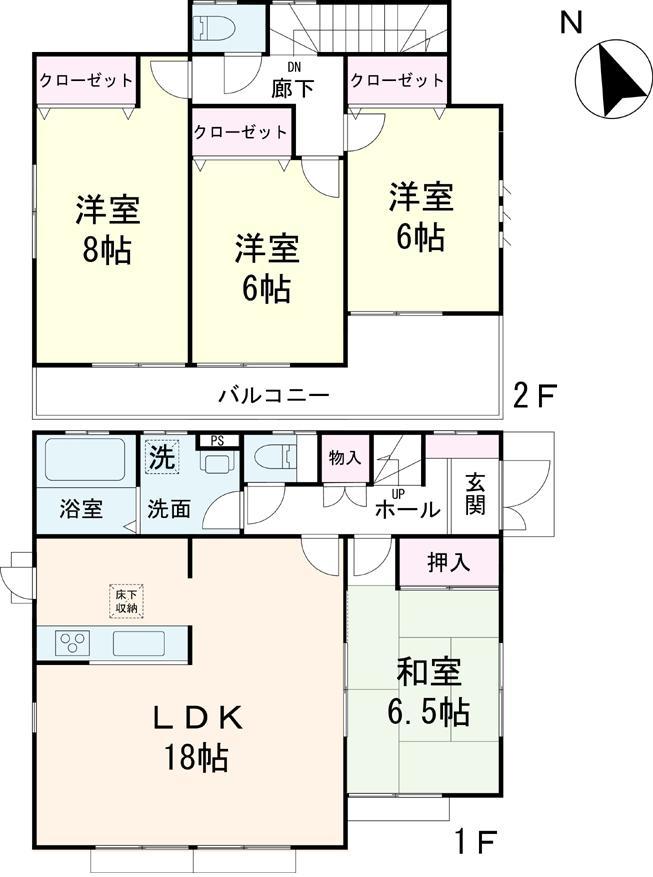 Floor plan. (1 Building), Price 27,800,000 yen, 4LDK, Land area 204.66 sq m , Building area 102.67 sq m