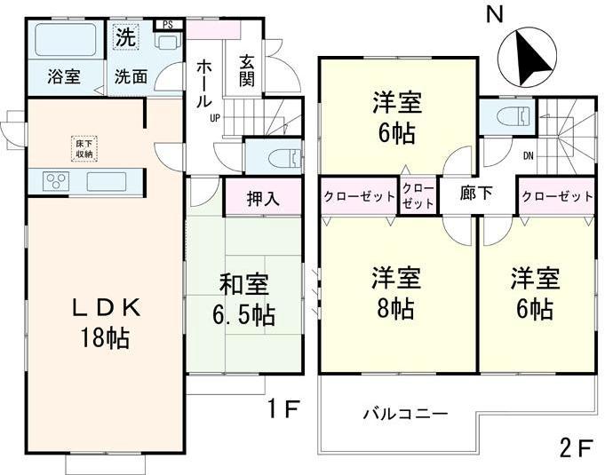 Floor plan. (Building 2), Price 25,800,000 yen, 4LDK, Land area 212.28 sq m , Building area 101.01 sq m