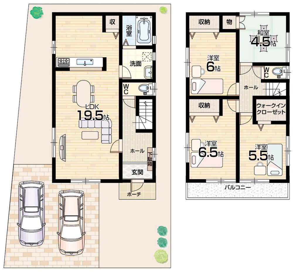 Floor plan. 17.8 million yen, 4LDK, Land area 107.16 sq m , Building area 99.36 sq m   [No. 2 place] 