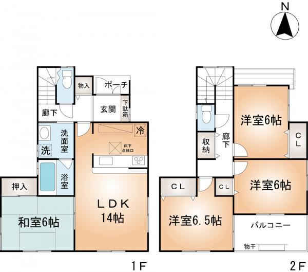 Floor plan. 28.8 million yen, 4LDK, Land area 100.13 sq m , Building area 93.55 sq m   ■ Mato drawings ■  Was veranda located on the southeast side. It has brought the room in all rooms 6 quires more. 