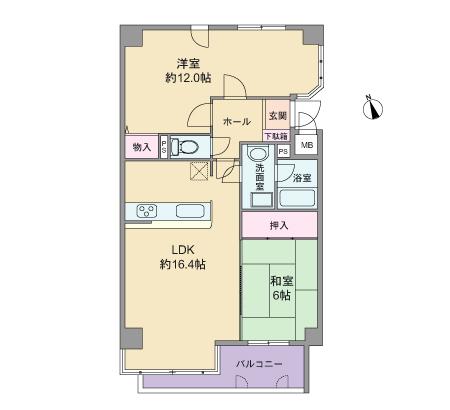 Floor plan. 2LDK, Price 7.8 million yen, Occupied area 72.41 sq m , Balcony area 4.65 sq m floor plan