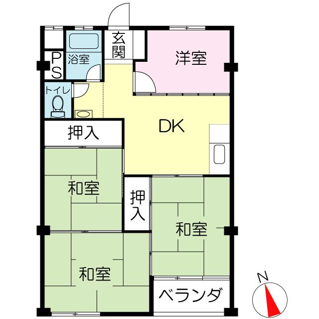 Floor plan. 4DK, Price 6.8 million yen, Occupied area 59.52 sq m , Balcony area 3.24 sq m
