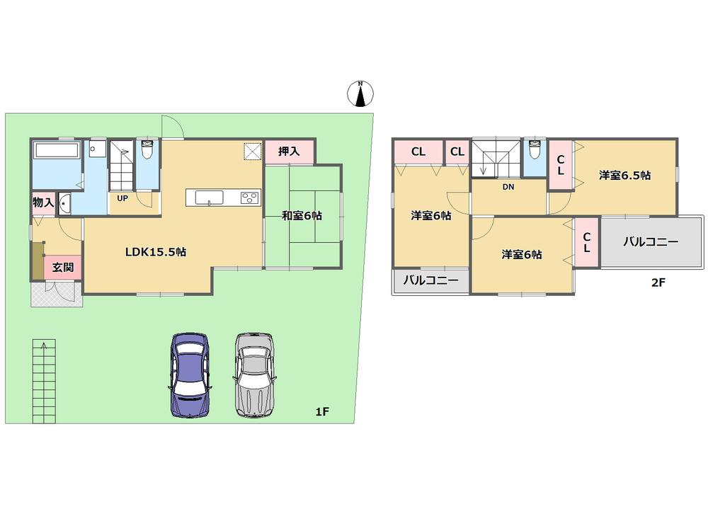 Floor plan. 27,800,000 yen, 4LDK, Land area 204.38 sq m , Building area 95.58 sq m parking space parallel two possible. 