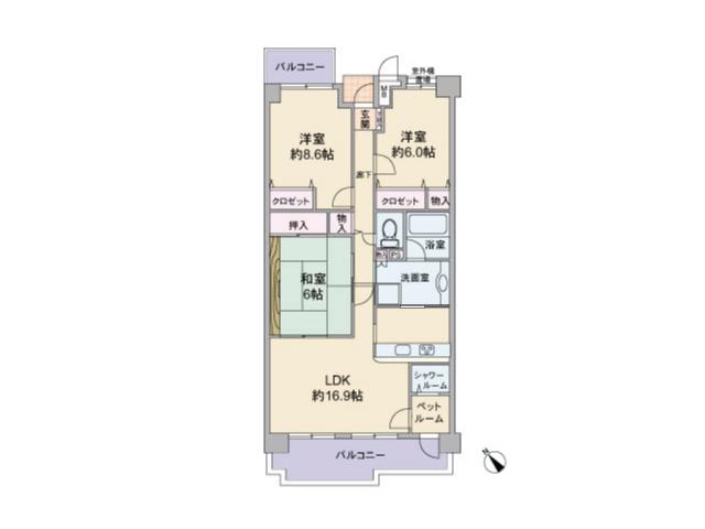 Floor plan. 3LDK, Price 17.8 million yen, Occupied area 88.39 sq m , Balcony area 13.51 sq m