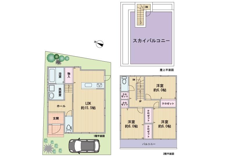 Floor plan. 20.8 million yen, 3LDK, Land area 80.77 sq m , Building area 91.53 sq m