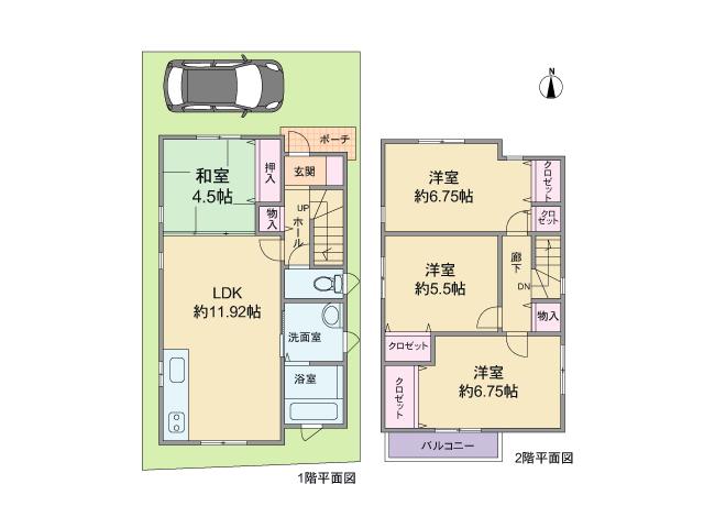 Floor plan. 27.6 million yen, 4LDK, Land area 70.24 sq m , Building area 82.24 sq m