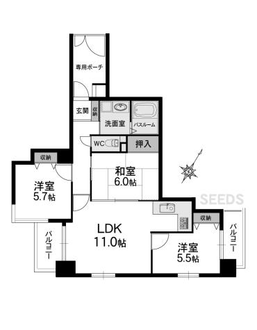 Floor plan. 3LDK, Price 26,800,000 yen, Occupied area 68.21 sq m , Balcony area 7.98 sq m