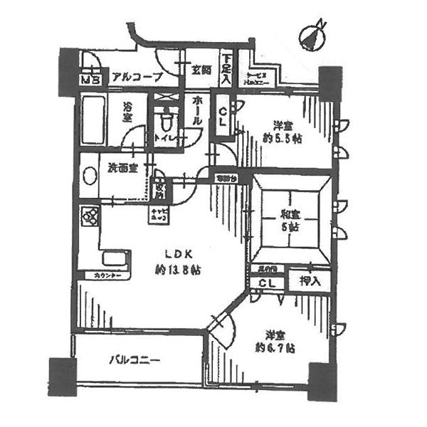 Floor plan. 3LDK, Price 29,800,000 yen, Occupied area 70.72 sq m , Balcony area 6.79 sq m