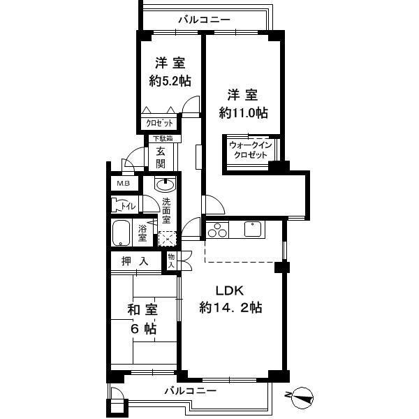 Floor plan. 3LDK, Price 12.8 million yen, Occupied area 81.48 sq m , Balcony area 12.03 sq m